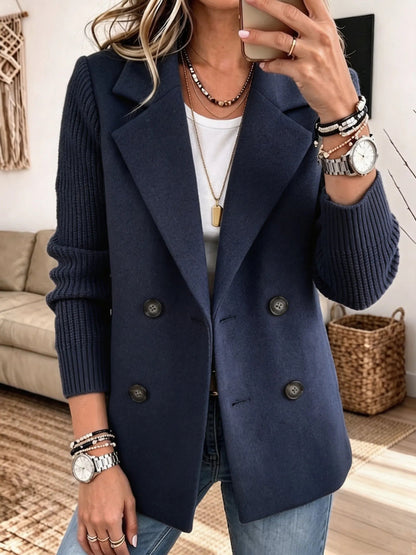 Blazer croisé à manches en maille bleu