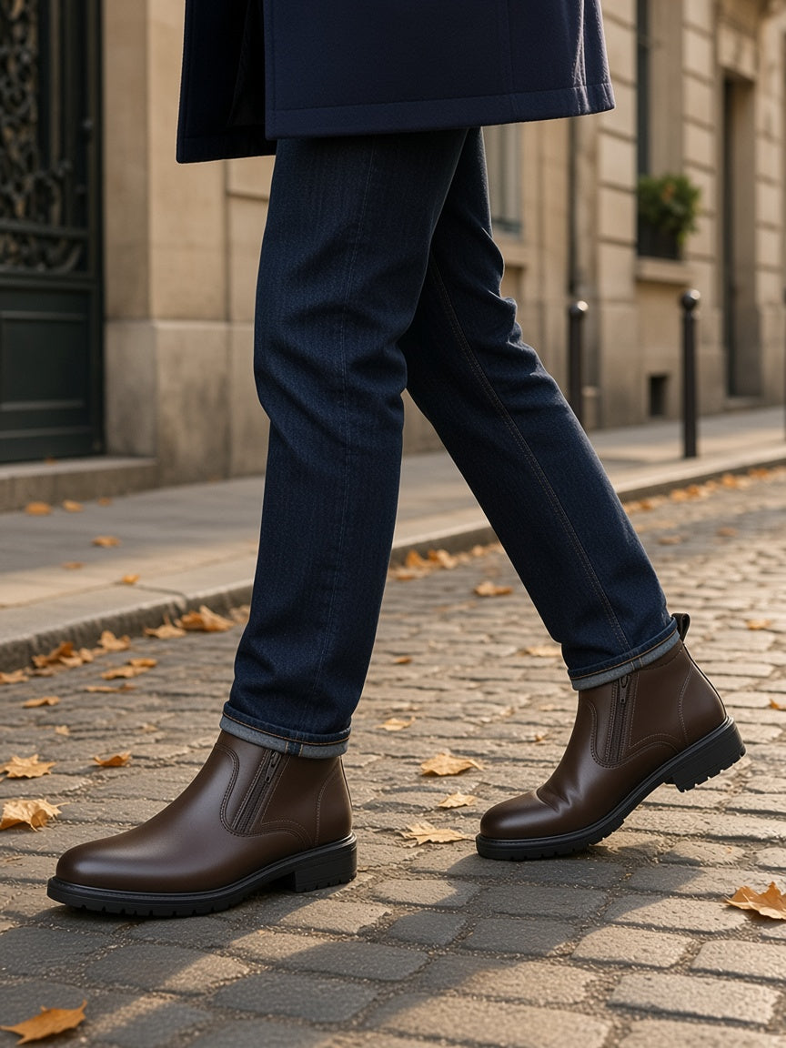 Auguste Boots cuir - Marron portées