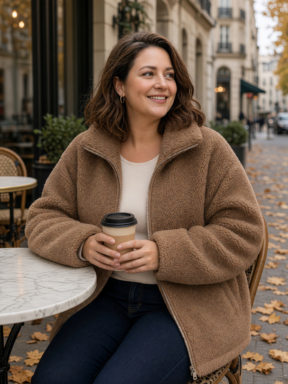 Veste teddy Clémence café