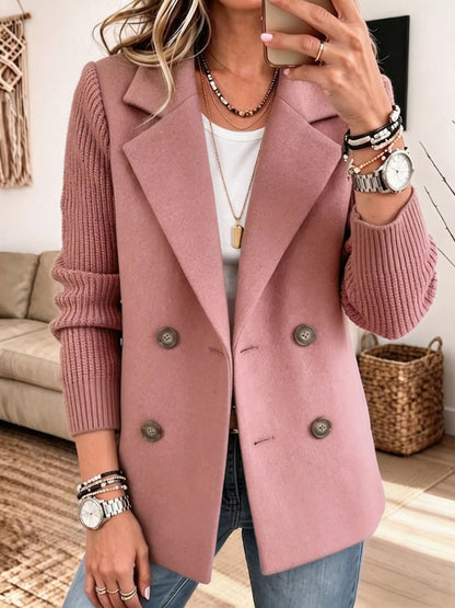 Blazer croisé à manches en maille rose