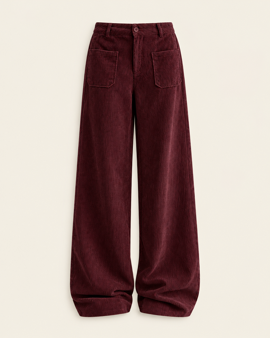 Pantalon large décontracté bordeaux, packshot