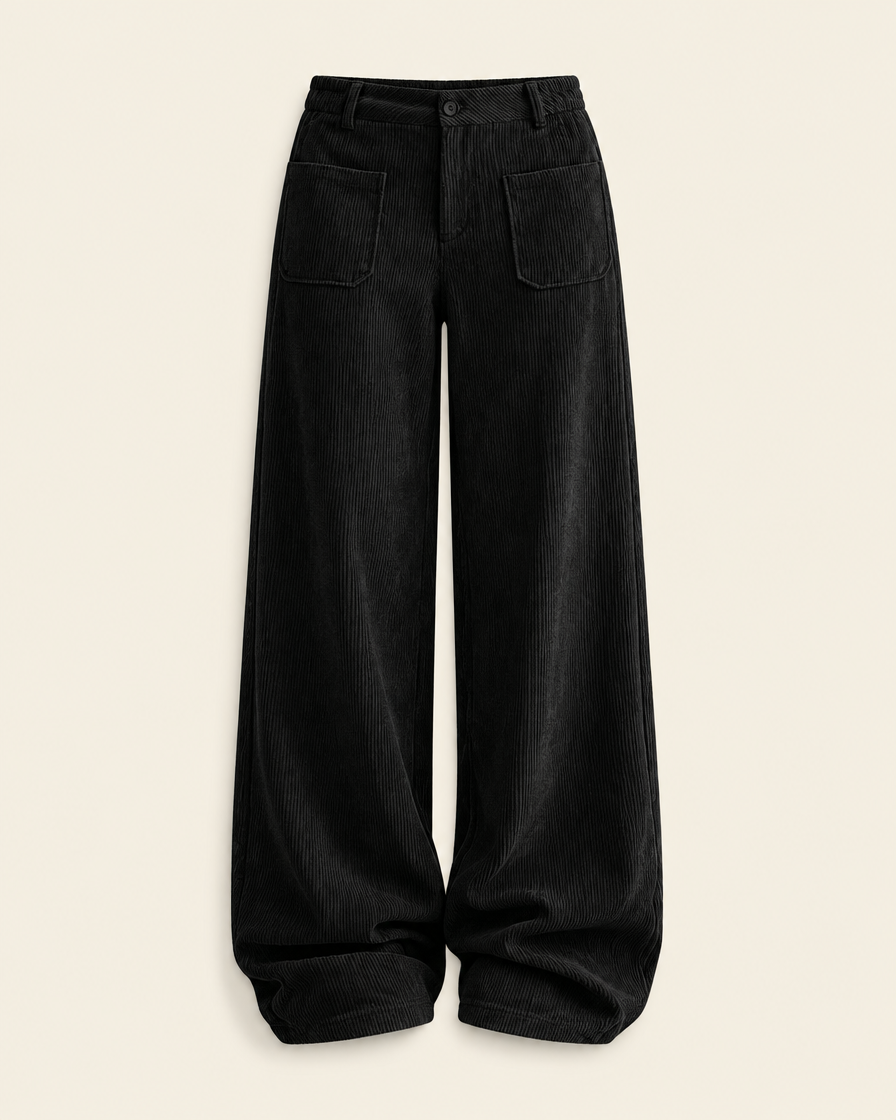 Pantalon large décontracté noir, vue packshot