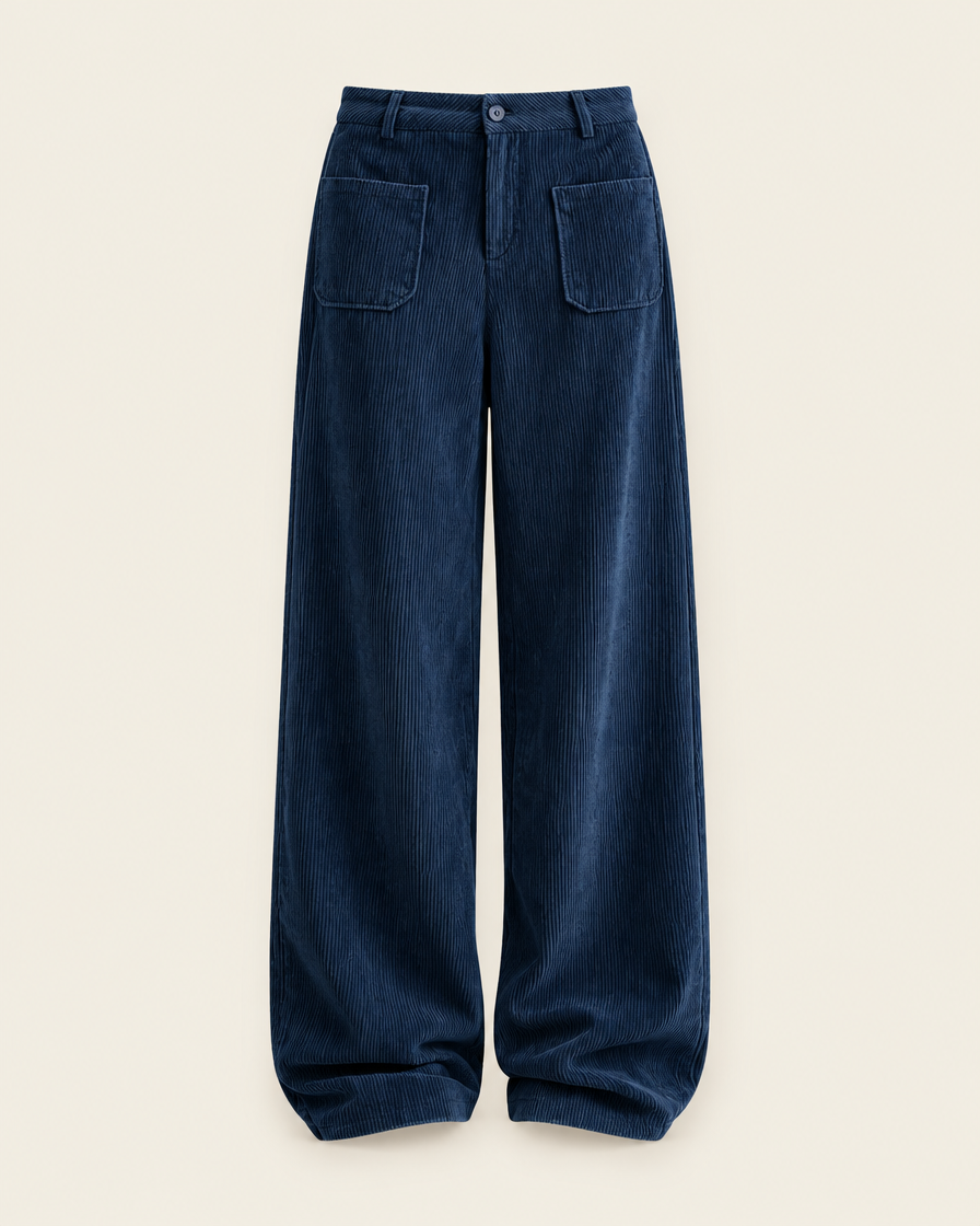 Pantalon large décontracté bleu foncé, packshot