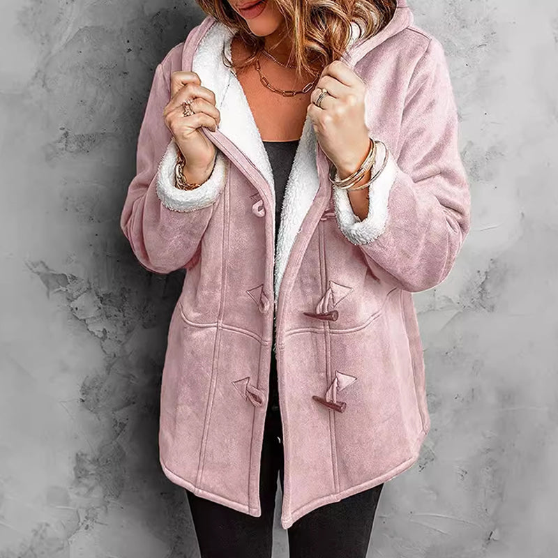 Manteau à capuche effet suède, coloris