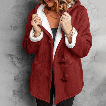 Manteau à capuche effet suède, vue de dos