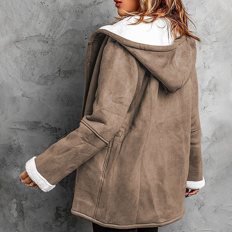 Manteau à capuche effet suède, détail