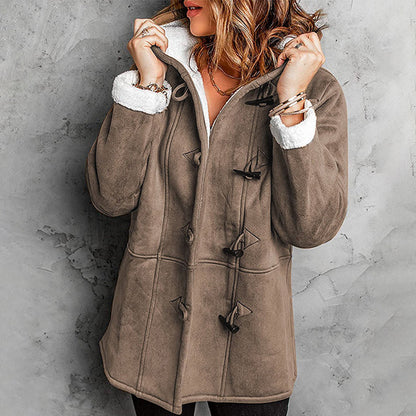Manteau à capuche effet suède, doublure