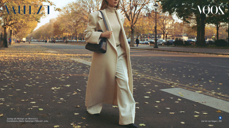 Vauclaire Paris - manteau crème en cachemire, boulevard parisien en automne